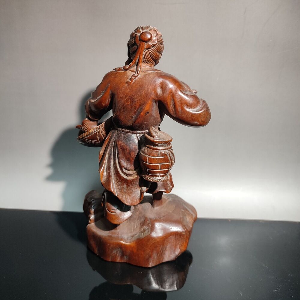 vintage wood wooden carved carving figure statue statuette fisherman sculpture