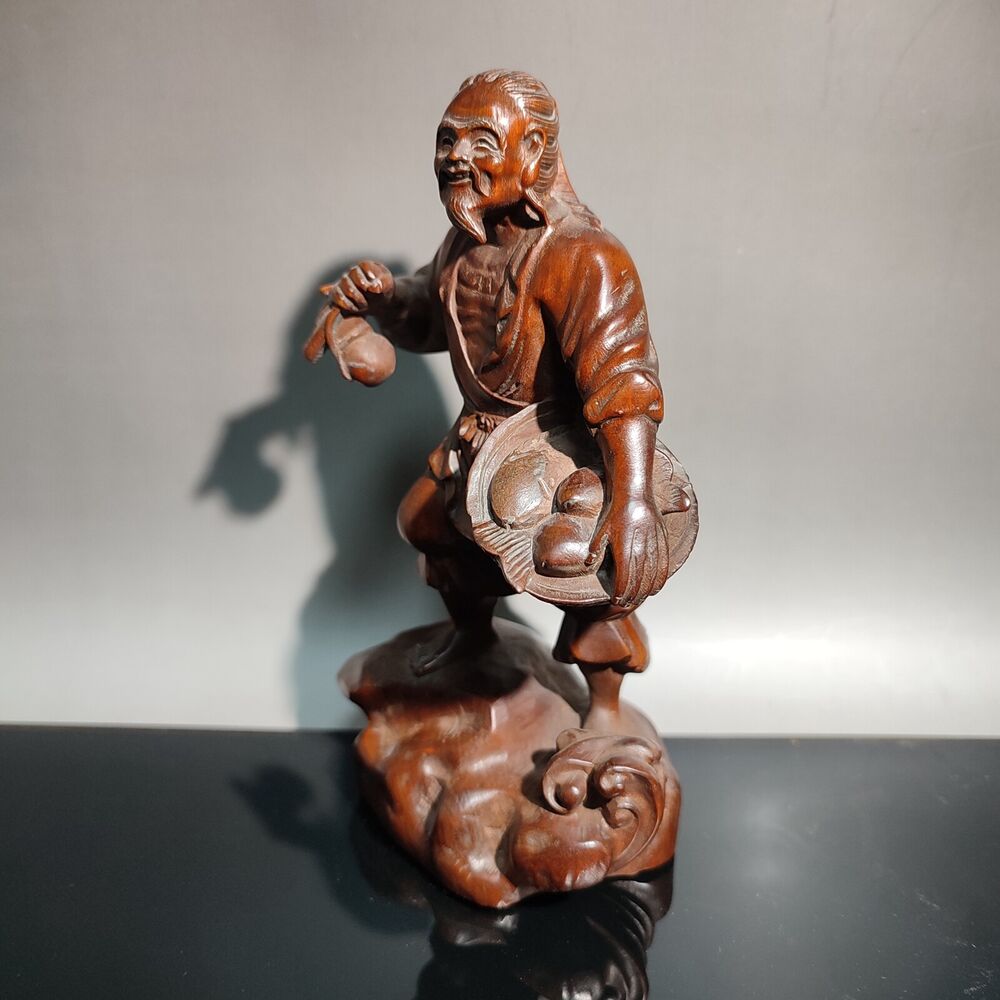 vintage wood wooden carved carving figure statue statuette fisherman sculpture