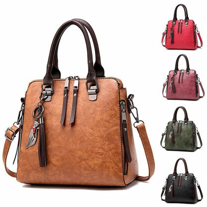 Womens Ladies Casual Retro Oil Leather Handbag Crossbody Bag Tote Shoulder Purse
