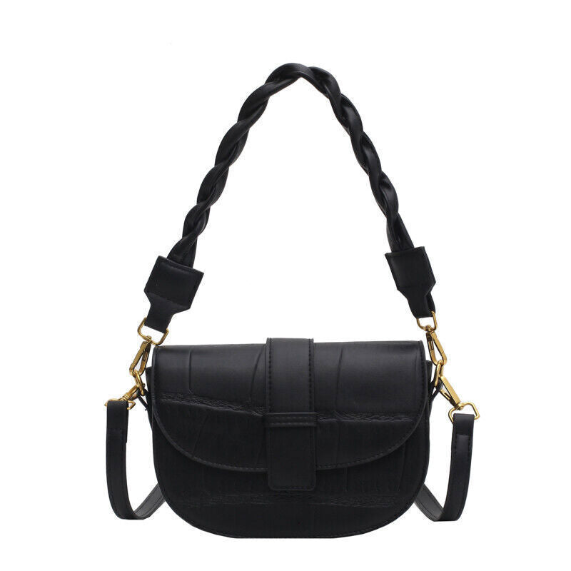 PU Leather Saddle Crossbody Bags Women Winter Shoulder Bag Handbags Purses