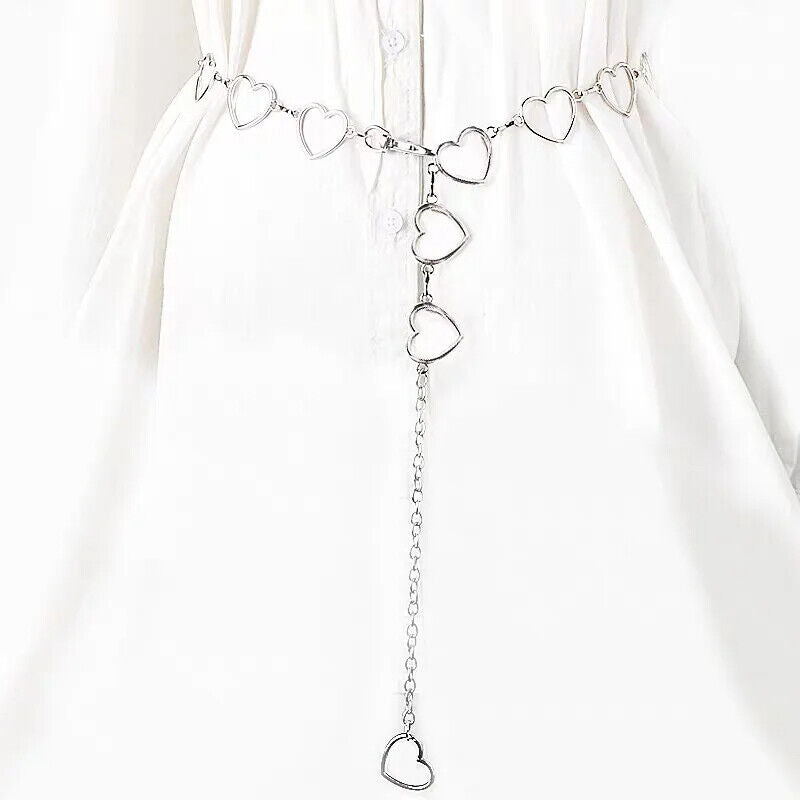 Women Belt Classic Love Heart Hollow Waist Chain Pants Trendy Hip Hop Waistbands