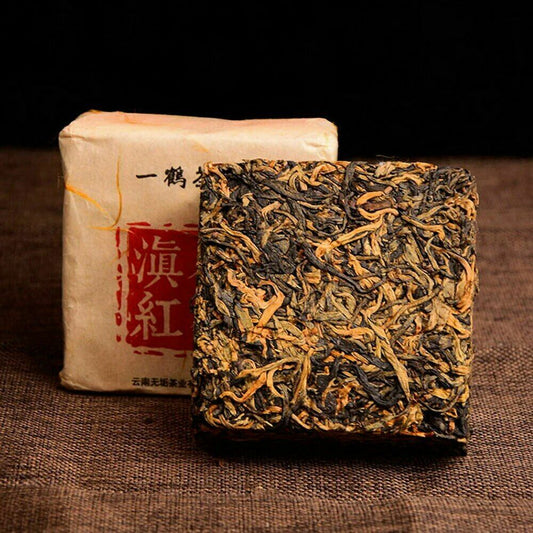 250g 400 Years Ancient Tree Golden Buds Dian Hong Yunnan Black Tea Brick Red Tea