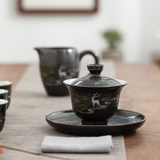 Deer Ceramic Gaiwan Tea Cups and Sets 150ml