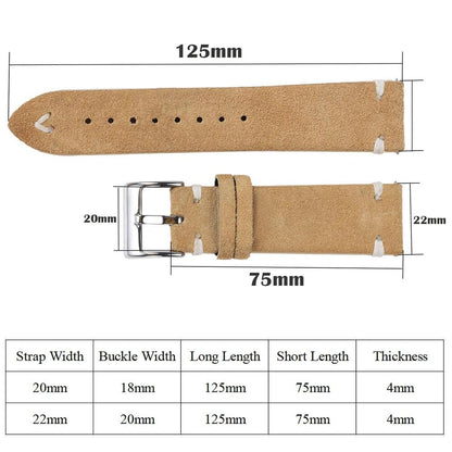 Suede Leather Watch Strap 18mm 20mm 22mm Premium Replacement Band for Watches