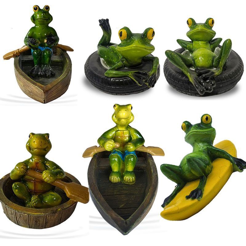 Frogs Statue Resin Floating Sculpture Desk Ornament Tank Garden Pond Decorations