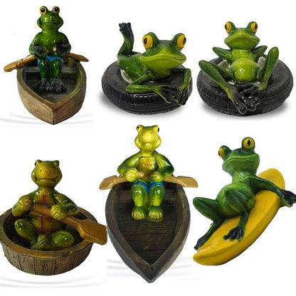 Frogs Statue Resin Floating Sculpture Desk Ornament Tank Garden Pond Decorations