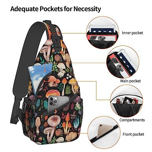 KAWOEEW Mushroom Sling Bag,Mushroom Gifts Crossbody Bag One Size,