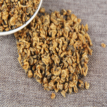Premium Golden Snail Dian Hong Jin Luo Handmade Pure Bud China Yunnan Black Tea