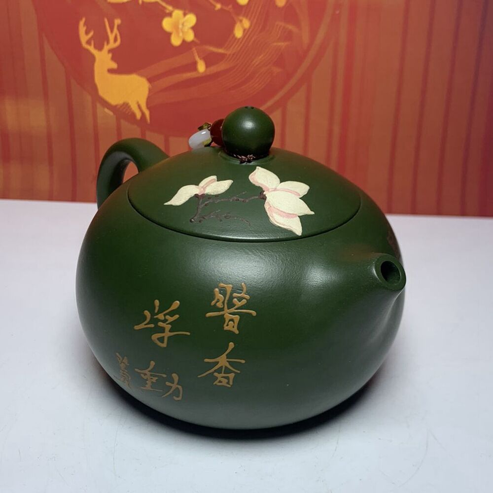 Vintage China Yixing Purple Clay Teapot Zisha Ceremony Green Clay Gongfu Teaware