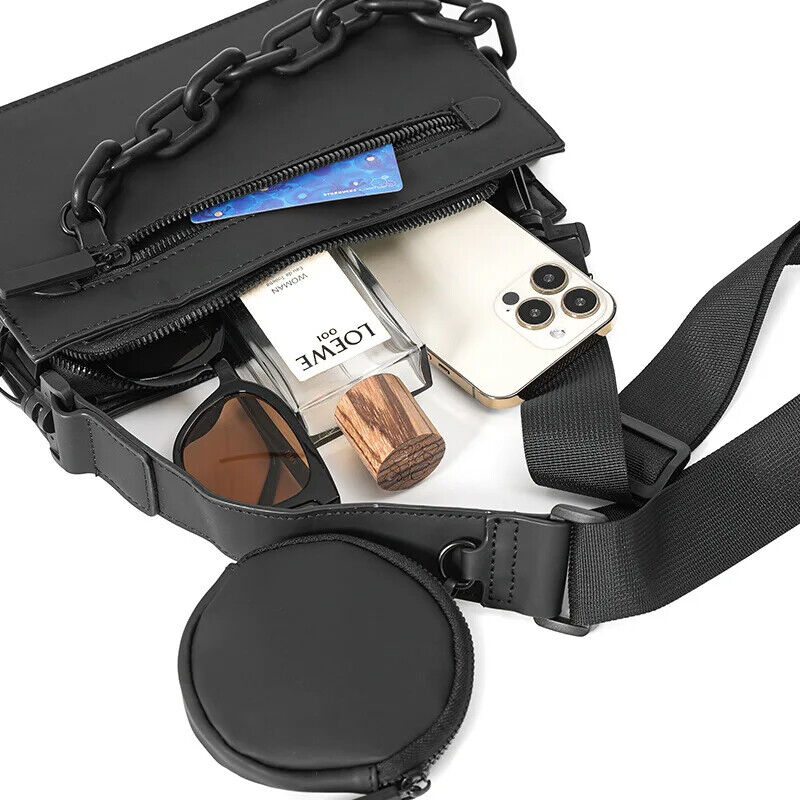 Men's Crossbody Bag Chain Shoulder Bag Men Small Square Bag Crossbody Handbags