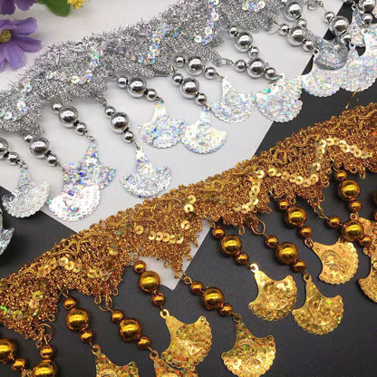 Sequin Bead Tassel Lacetrimming for Sewing Performance Dance Clothing CurtainDIY