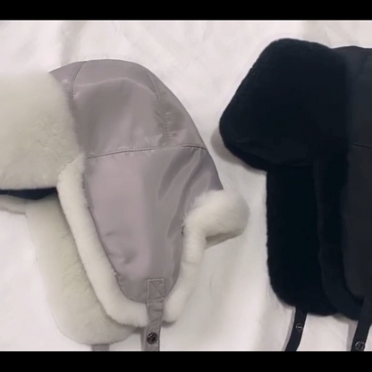 Women Winter Hat 100% Real Rabbit Fur Russian Winter Thick Warm Ears Bomber Caps