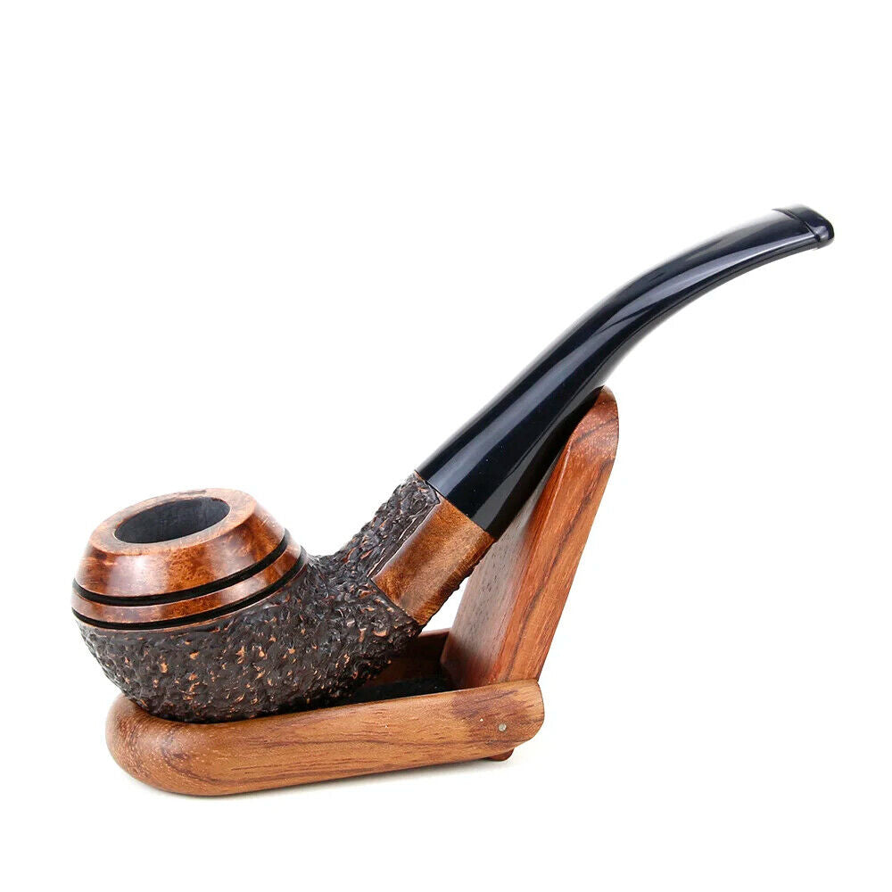 Tobacco Pipe Briar Wood 9mm Filter Creative Round Engraved Smoking Tool 145x34mm