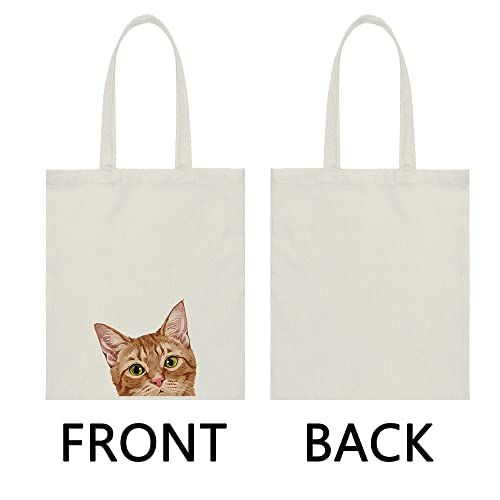 WIRESTER Reusable Canvas Tote Bag for Women Medium, Orange Tabby Kitten Cat