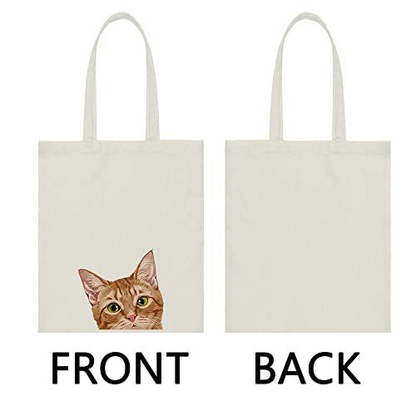 WIRESTER Reusable Canvas Tote Bag for Women Medium, Orange Tabby Kitten Cat