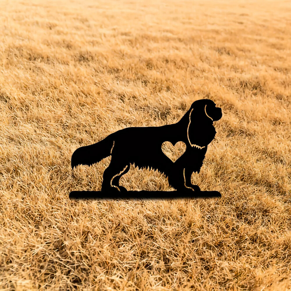 Dog Garden Stake Iron Art Silhouette Metal Yard Sign Courtyard Art Garden