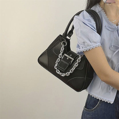 Cool Girls Canvas Bag Leather Women's Chain Shoulder Crossbody Bags Handbags