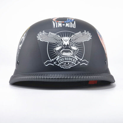 Vintage Motorcycle Helmet German Novelty Shiny Black Motorcycle Half Helmet