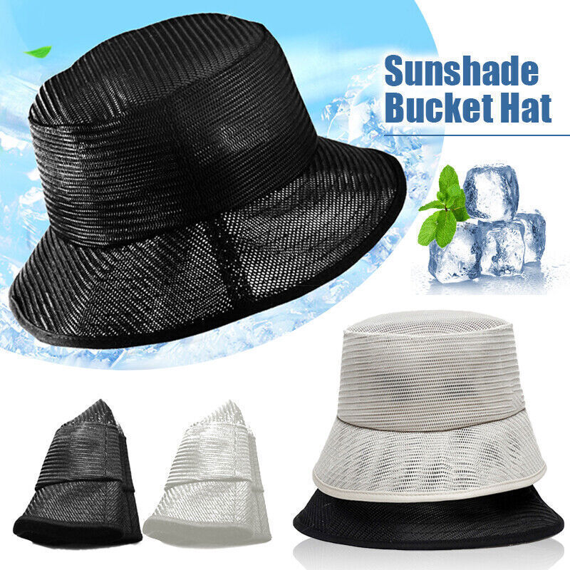 Mens Bucket Boonie Hat Fishing Sun Brim Cool Mesh Summer Hiking Garden Cap M-2XL