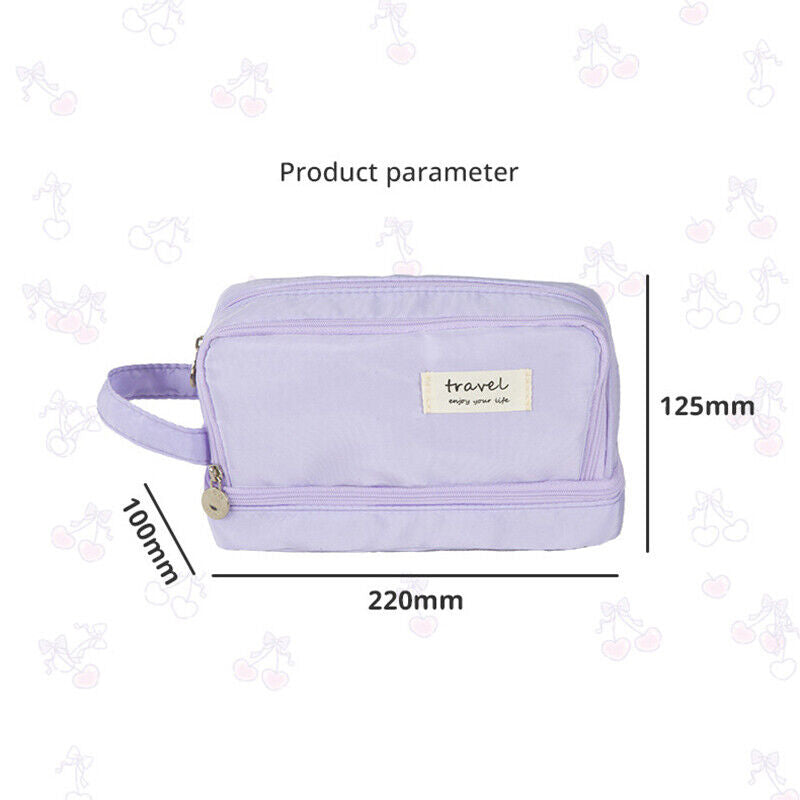 Large Capacity Pencil Bag Stationery Holder Bag Pen Case Zipper Two Compartment