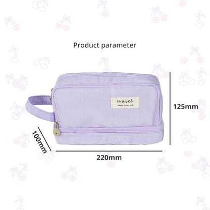 Large Capacity Pencil Bag Stationery Holder Bag Pen Case Zipper Two Compartment