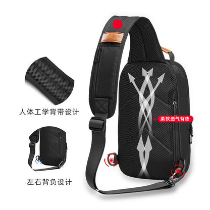 OZUKO New Hard Shell Crossbody Bag, Outdoor Men's Bag Sling Backpack Charg USB