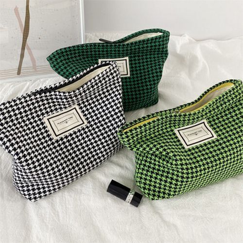 Lattice Cosmetic Bag Large Black Makeup Bag Travel Beauty Case Storage Organizer