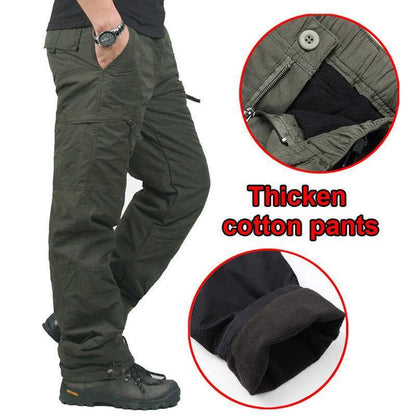 Mens winter thick Casual Military Cargo Pants Cotton Baggy loose outdoor Trouser