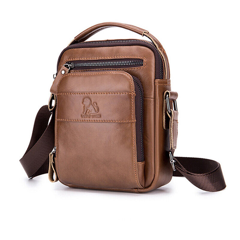 100% Genuine Leather Men's Messenger/Shoulder Bag 8" Handbags Crossbody Bags