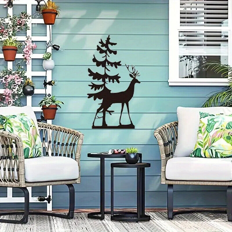 1pc Squirrel And Elk Pattern Hanging Picture, Metal Craft Product