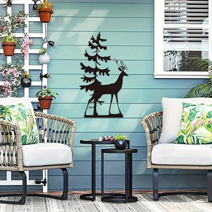 1pc Squirrel And Elk Pattern Hanging Picture, Metal Craft Product