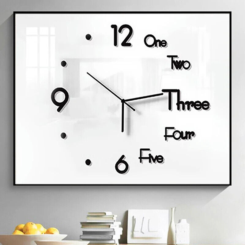 DIY Wall Clocks Modern Large Acrylic Mirror Stickers Quartz Needle Hanging Watch