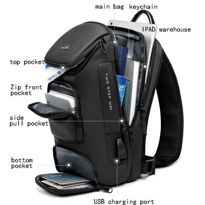 Men USB Shoulder Bag Travel Pack Crossbody Chest Bag Pack Women Female