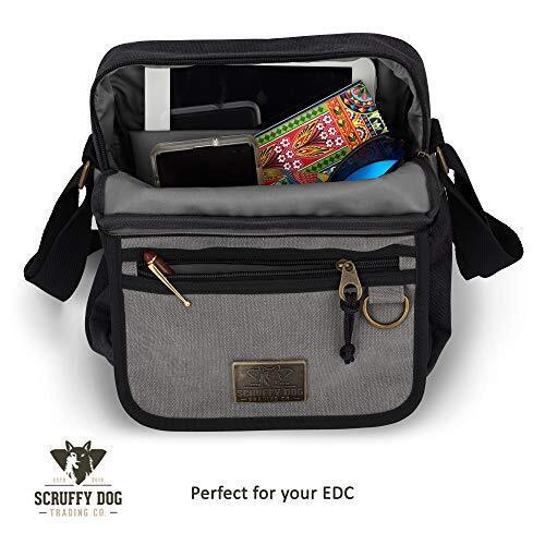 SCRUFFY DOG Canvas Messenger Bag with Adjustable small 11 inch, Black/Grey