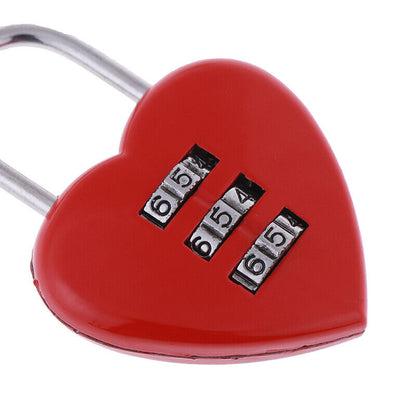 Cute Red Heart Pattern Shape 3Digit Dial Metal Code Number Baggage LocY-ca