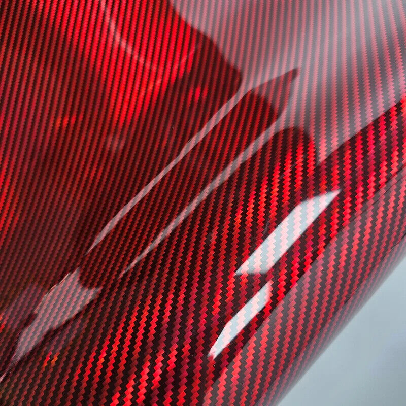 Car Stickers Glossy Laser Rainbow Carbon Fiber Red Motorcycle Wraps Vinyl Decals