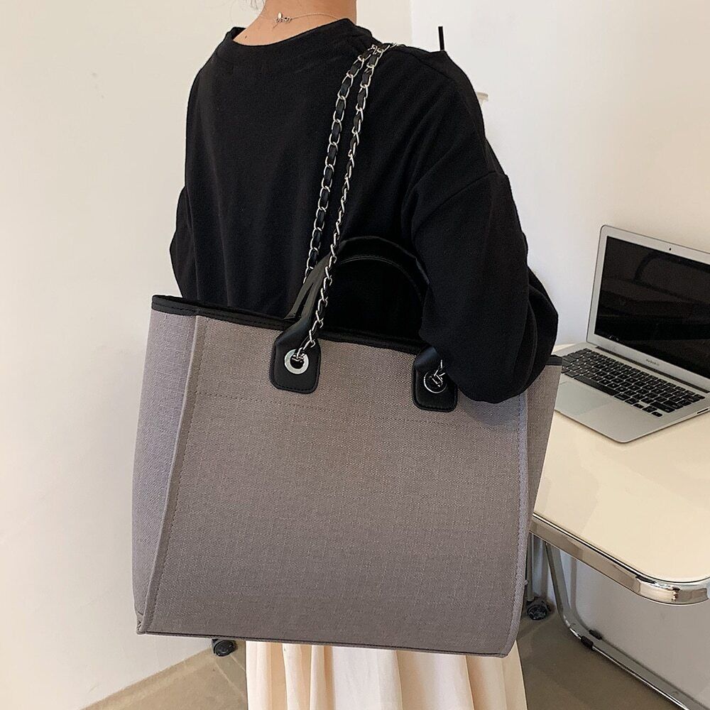 Canvas Shoulder Bag Women Tote Female Bags Chain Pink Handbags Handbag