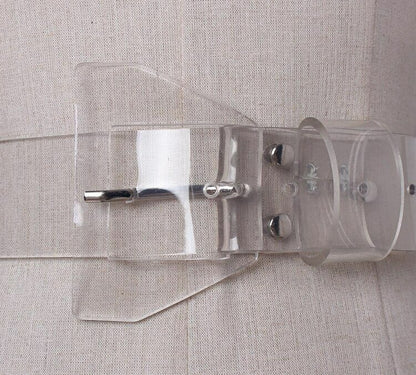 Transparent Belt Women Girls PVC Solid Clear Wide Waist Waistband Fashion Belt