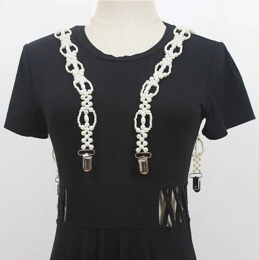 Women Waist Corset 69x2cm Fashion Pearl Chain Decoration Suspender Trouser Strap