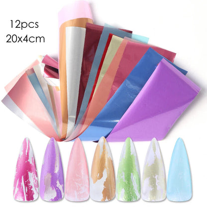 Nail Art 10Pcs Matte Metallic Foils Gold Silver Mirror Starry Paper Gel Stickers