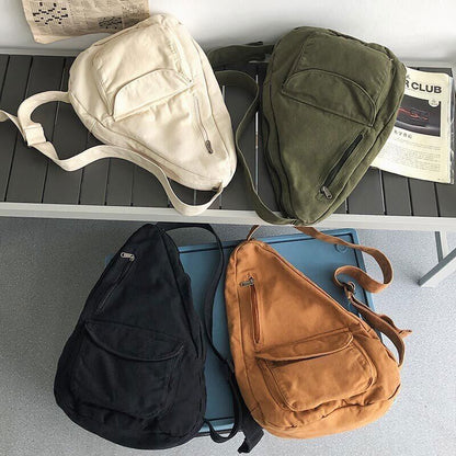 Women Shoulder Bag Canvas Crossbody Female Bag Solid Color Ladies Chest Bag