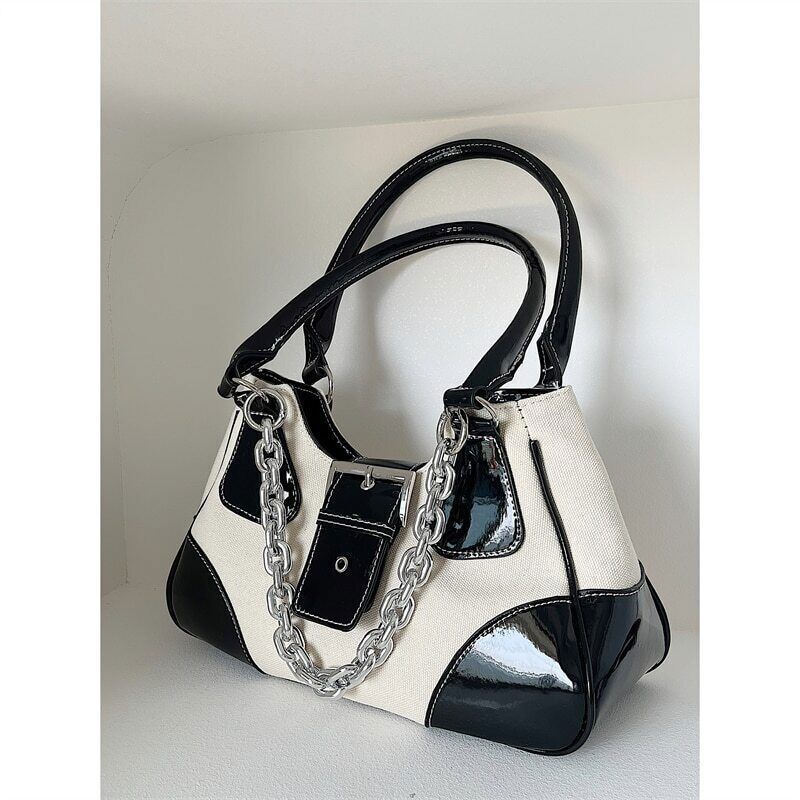 Cool Girls Canvas Bag Leather Women's Chain Shoulder Crossbody Bags Handbags