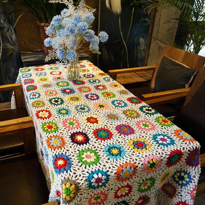 Handmade Crocheted Afghan Blankets Cushion Felt Granny Square Acrylic 150x150cm
