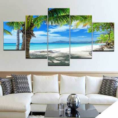 Islands Palm Tree Beach Ocean 5 Piece canvas Wall Art Print Poster Home Decor