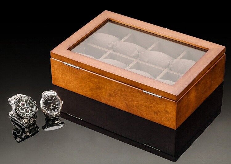 Men Watch Box Organizer Top Wooden Display Fashion Storage Holder Case 3~12Slots