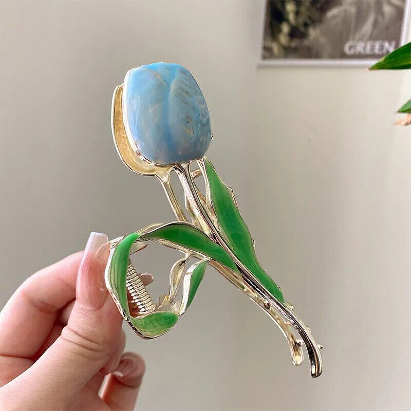 Women Hairpin Alloy Fashion Small Fresh Tulip Flower Back Hair Clips Accessories