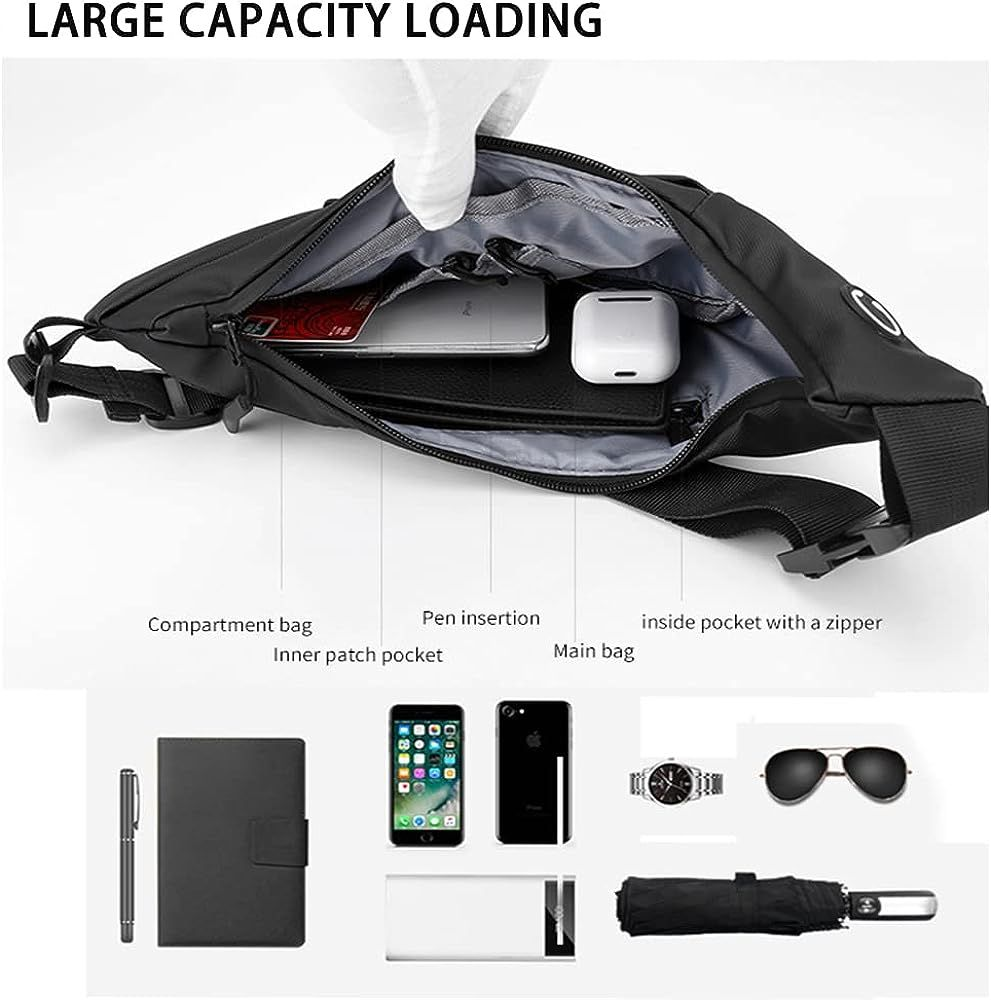 TINYAT Crossbody Bag for Men, Large Capacity Sling Pocket Hiking Grey