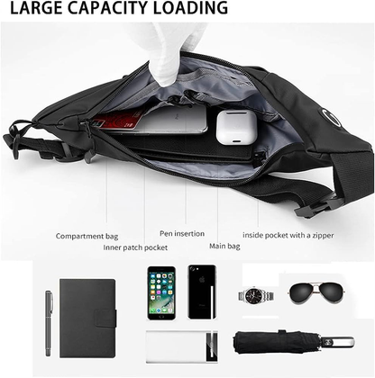 TINYAT Crossbody Bag for Men, Large Capacity Sling Pocket Hiking Grey