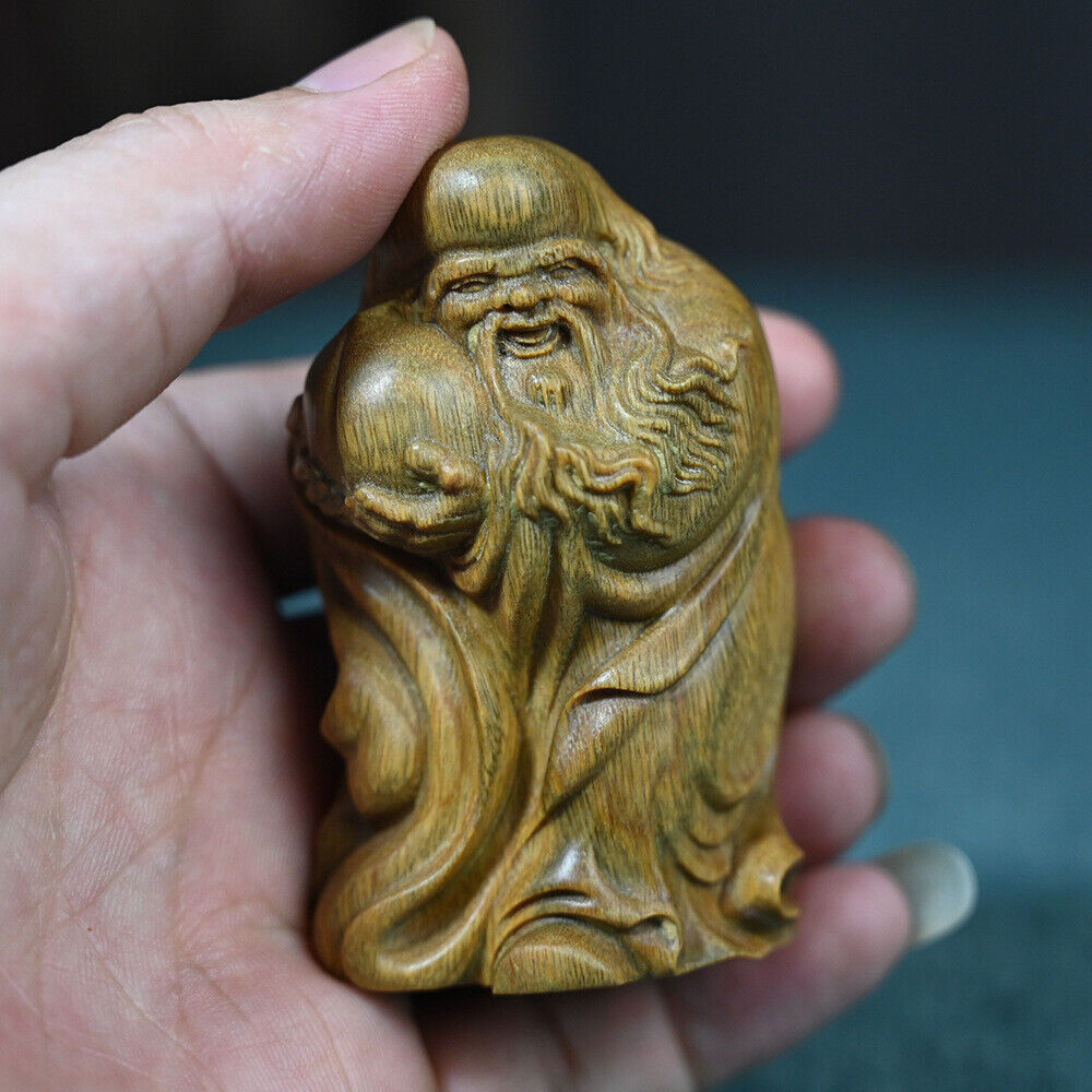 Green Sandalwood Carving Xianweng Shouxing Public Decoration Crafts