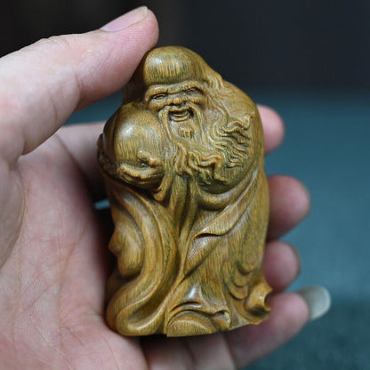 Green Sandalwood Carving Xianweng Shouxing Public Decoration Crafts